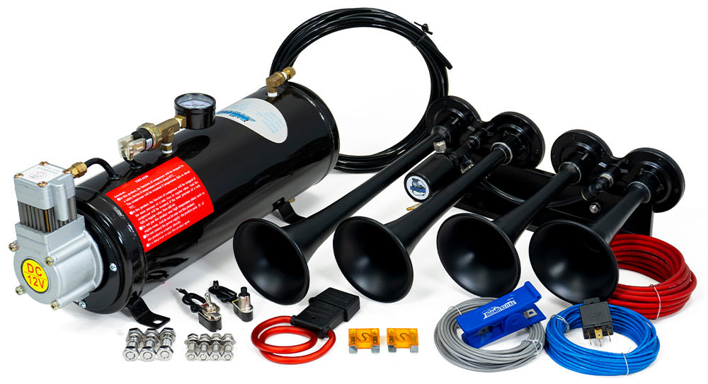 HornBlasters The Rage 4-Chime 3-Liter Air Horn Kit - All-In-One Air System - Easy Install - Big Sound - 12 Volt