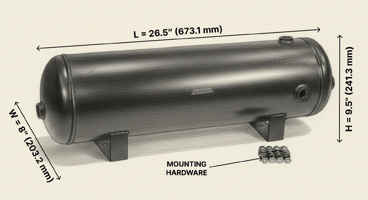 7-Port 5 Gallon Steel Air Compressor Tank | HornBlasters