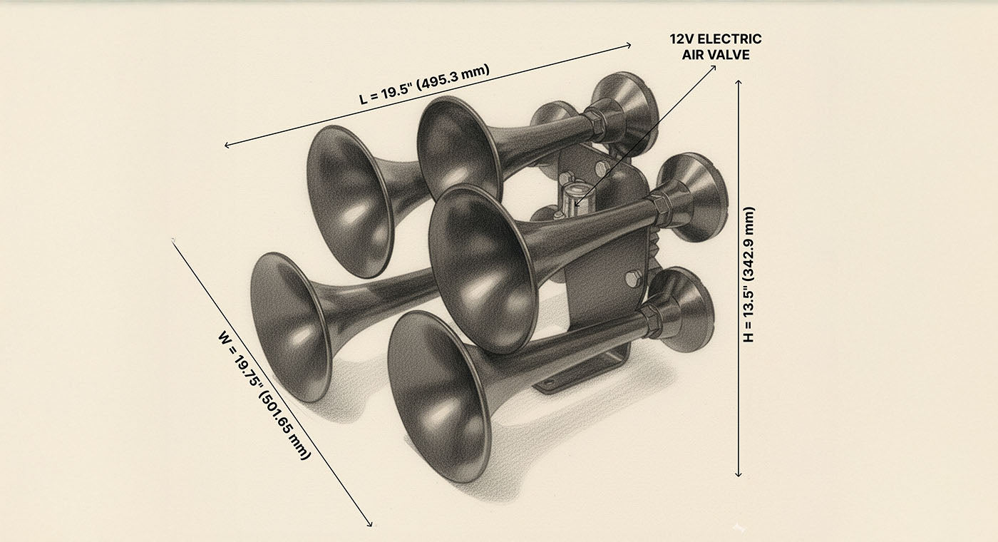 Hornblasters Katrina Train Horn Dimensions