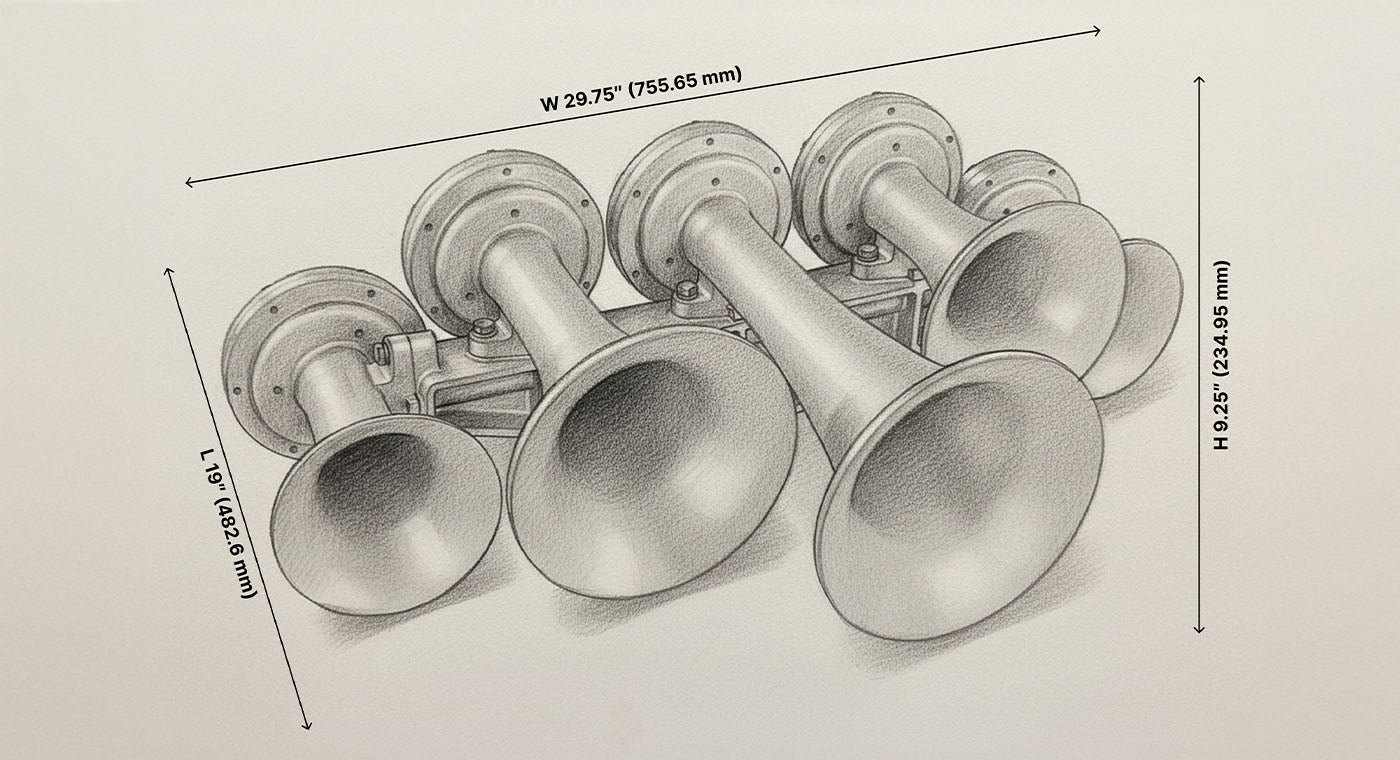 Hornblasters King 5 Train Horn Dimensions