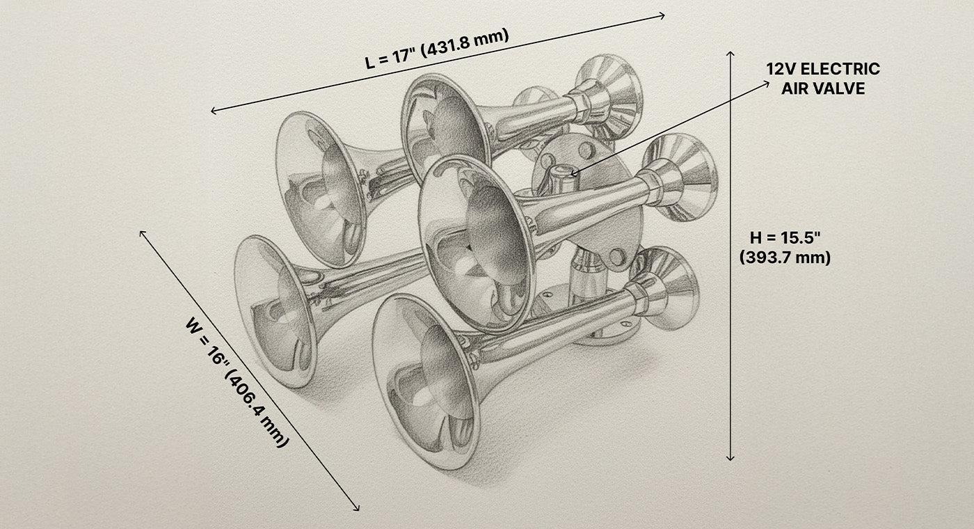 Admiral Chrome Finish Train Horn - 5-Chime | HornBlasters