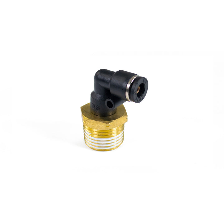 Conector acodado de 1/2" NPT macho a 1/4" PTC