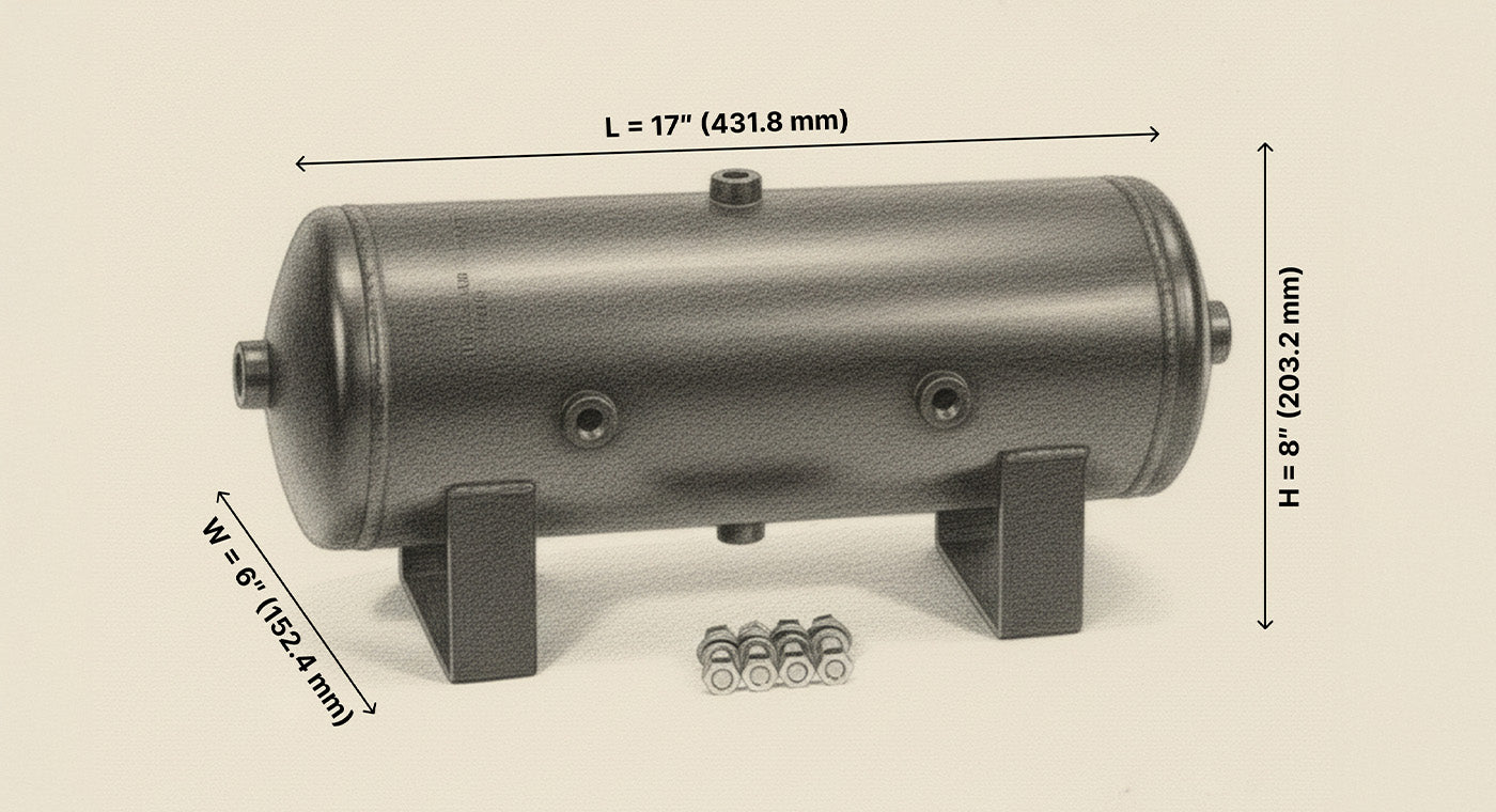 2 Gallon 6 Port Steel Air Tank