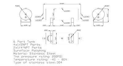 5 Gallon Stainless Steel 6 Port Air Tank