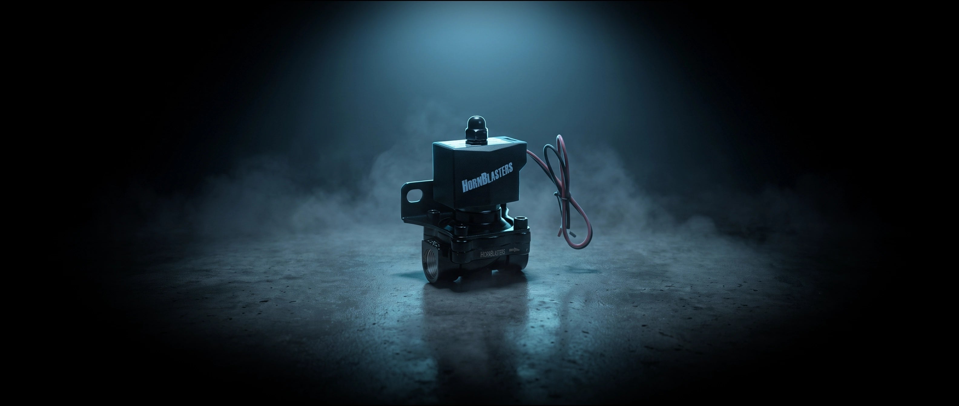 Black Widow 1/2" Electric Air Valve in dramatic cinematic light