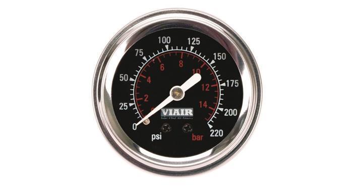 Viair Viair 220 PSI 2" Single Needle Air Gauge - (90089 / 90090) GA-S16-220B